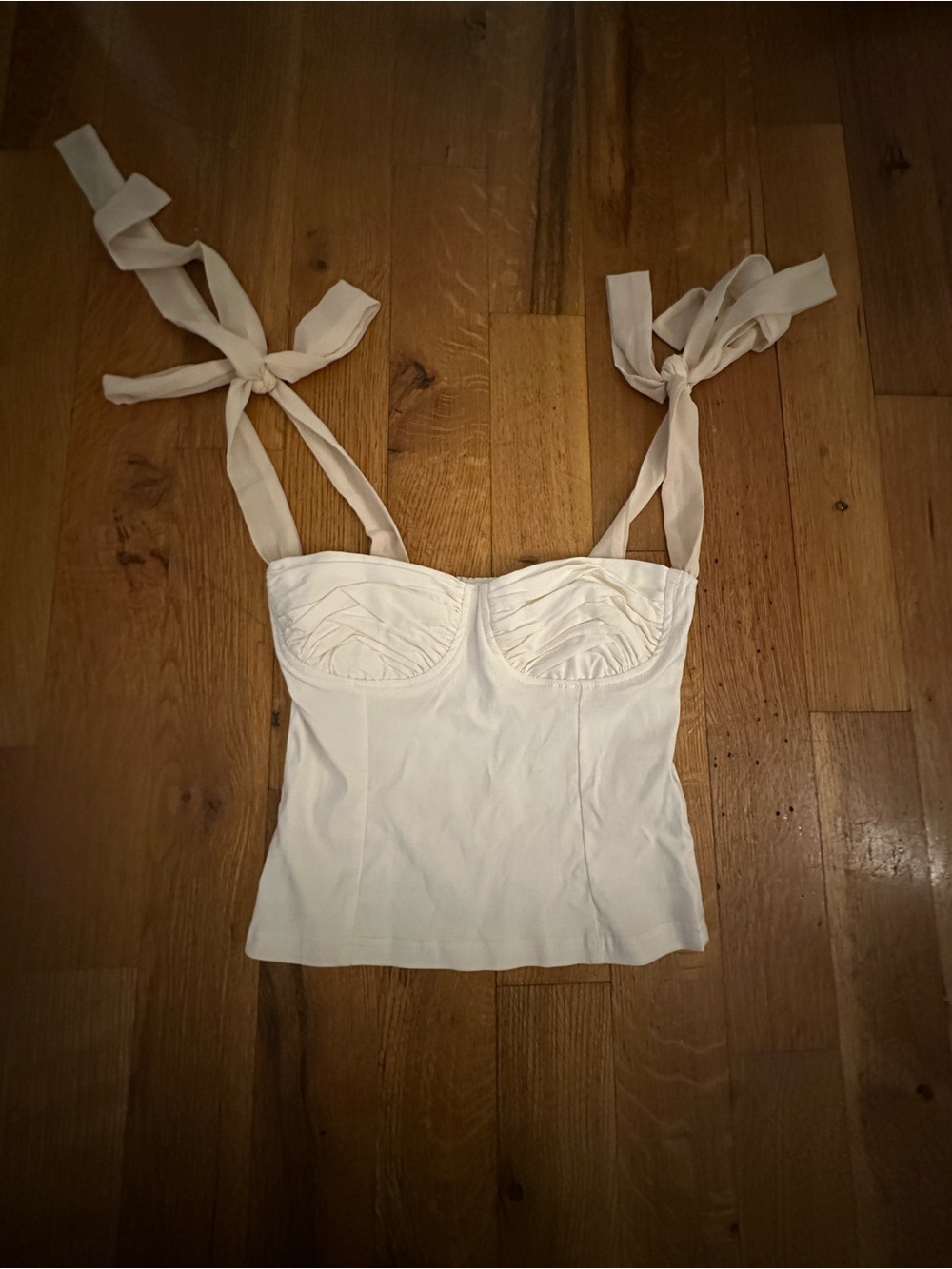 Women’s White Tie-Shoulder Bustier Top